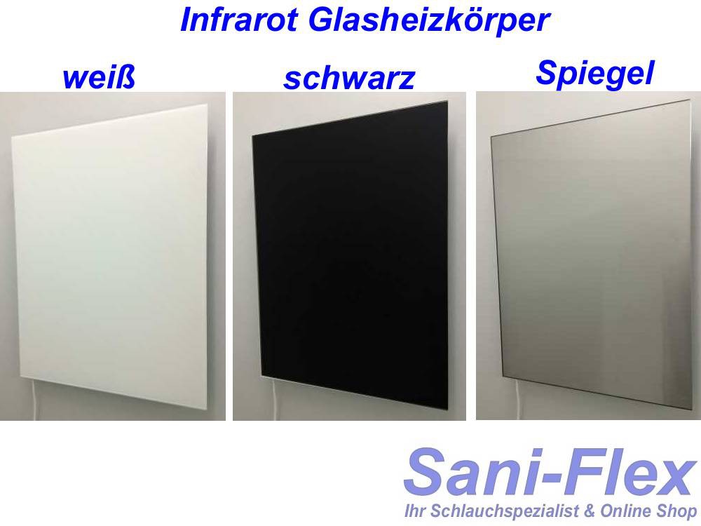 Infrarot Heizkörper 60x80cm, Farbe weiß, schwarz oder als Spiegel, Front aus Sicherheitsglas - sehr edles Design
