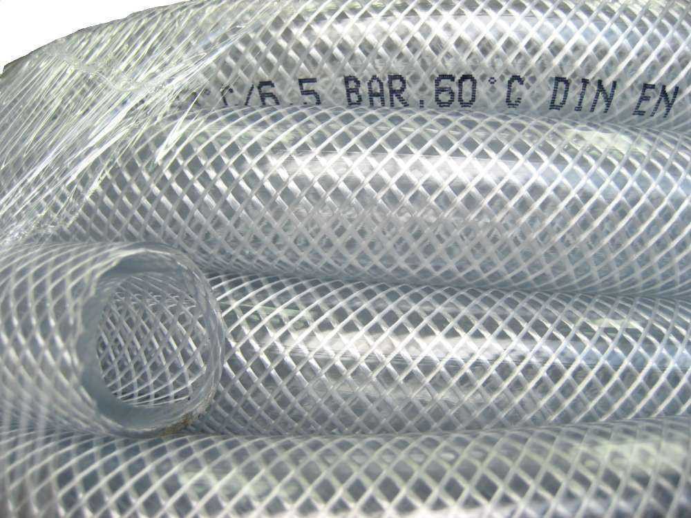 PVC Gewebeschlauch 10x3mm auf 50m-Rolle Kreuzgewebe transparent für Lebensmittel, Druckluft, Wasser