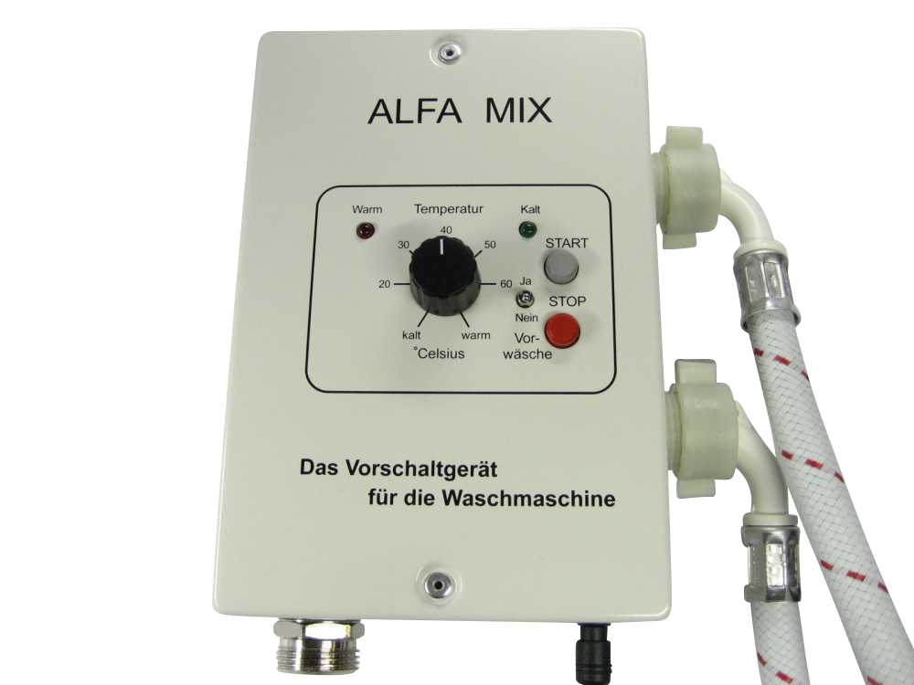 Waschmaschinen Vorschaltgerät Sparsteuerrung Alfa Mix inkl. 2 Zulaufschläuche - sparen Sie teuren Strom für Ihre Waschmaschine oder Spülmaschine