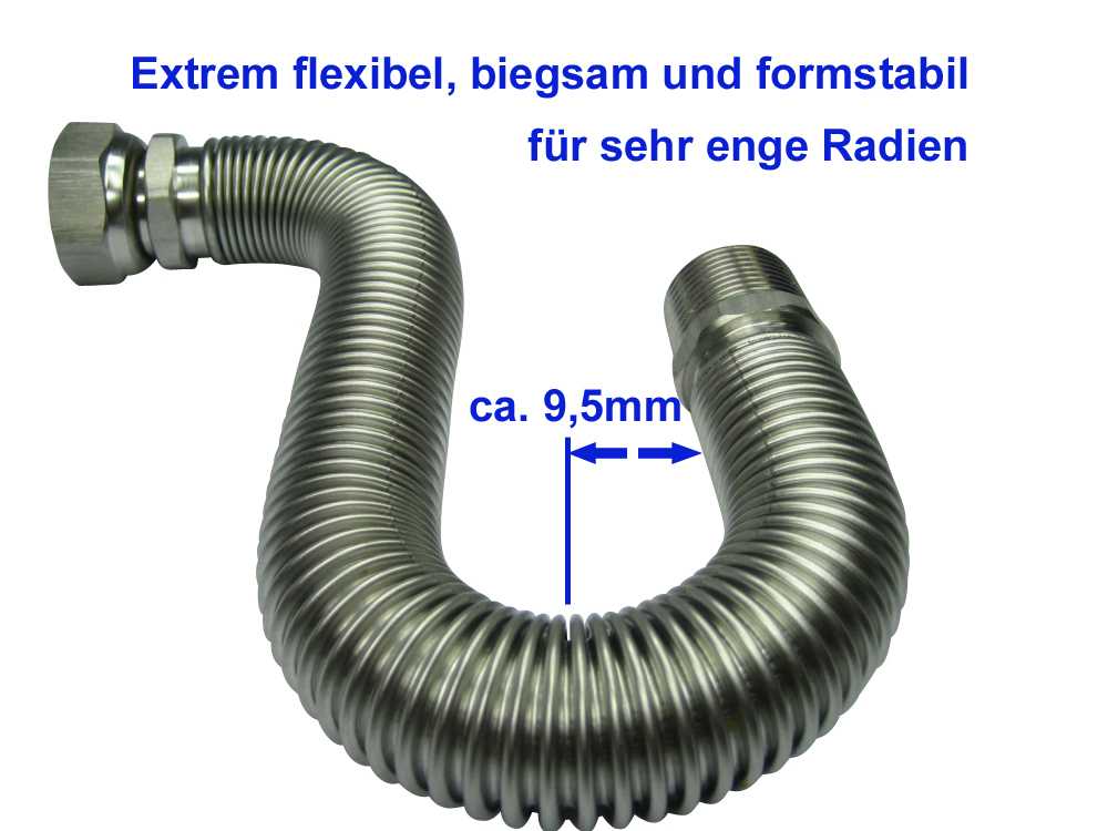 Sani-Flex Highflex Edelstahlwellschlauch hoch flexibel und ausziehbar in den Längen 75mm bis 2.000mm