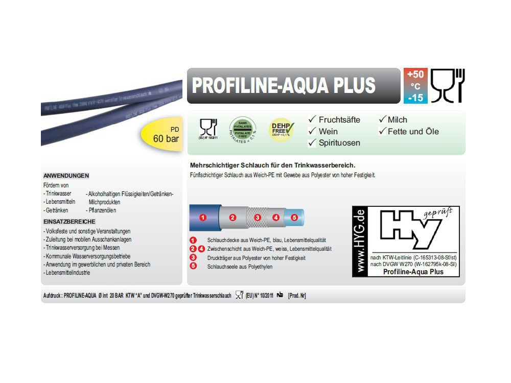 Trinkwasserschlauch Profiline-Aqua Plus nach KTW-A W270 25mm 1" mit GEKA plus Kupplungen fertig montiert, 5 - 50m Länge