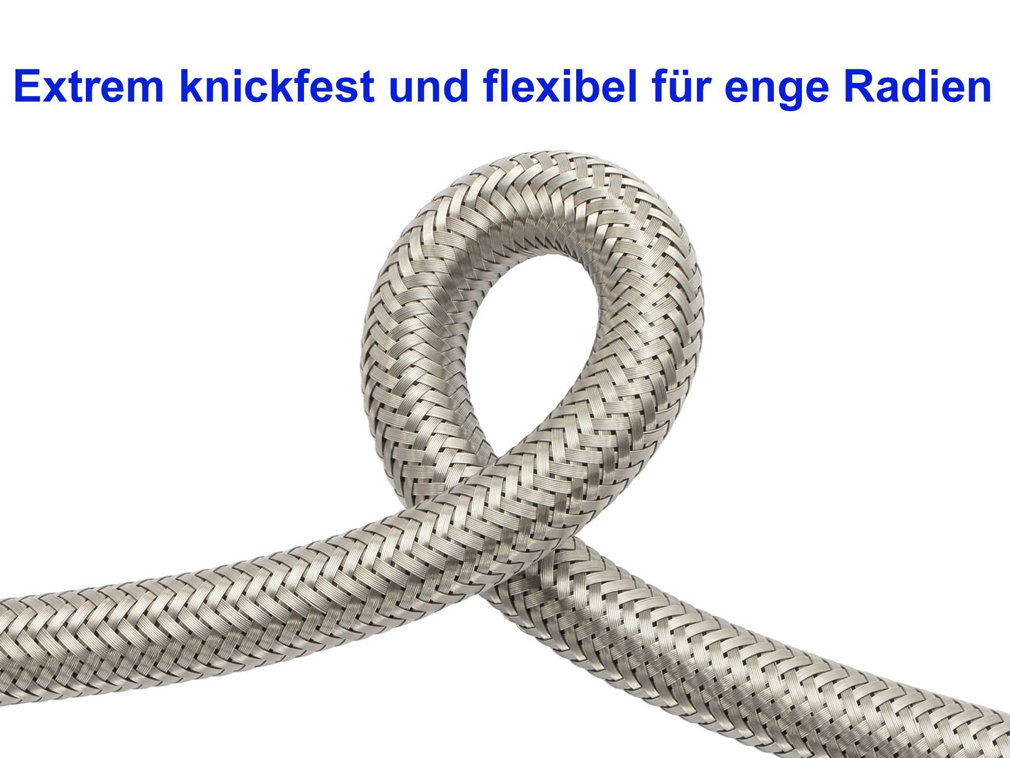 DUG GmbH - Flexschlauch, Panzerschlauch 3/4 Zoll, 50cm, 90° Bogen, Edelstahl