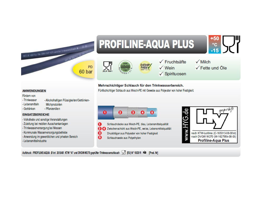 Profiline-Aqua Plus 10mm (3/8") als Meterware, 5m - 50m Länge, Trinkwasserschlauch nach KTW-A, W270 