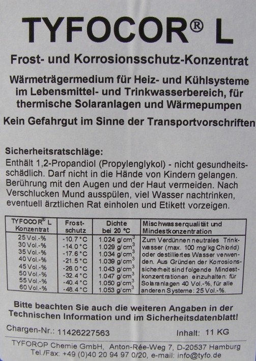 Tyfocor L Frostschutzmittel Konzentrat 25 Liter (4,23/L)
