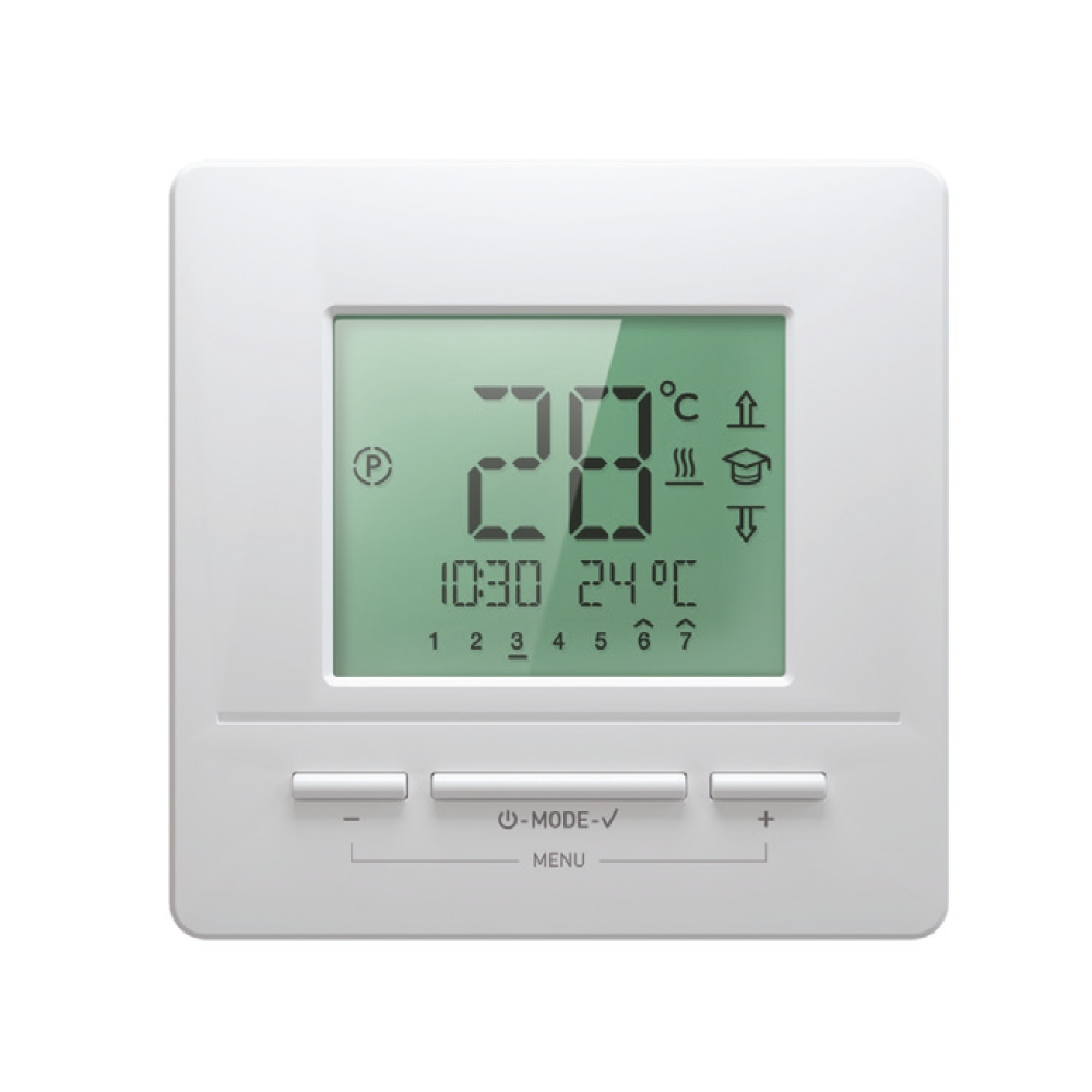 Thermostat Digitalregler für Elektro Fußbodenheizung, mit digitaler programmierbarer Wochenzeitschaltuhr, inkl. Fühlerleitung